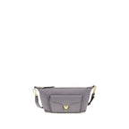 Gray calf leather Coccinelle Bos Taurus shoulder bag with sleek design and silver hardware.