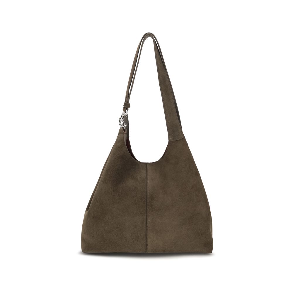 Coccinelle brown calf leather Bos Taurus shoulder bag with sleek design and top handle, showcasing elegant craftsmanship.