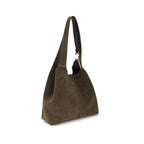 Coccinelle brown calf leather Bos Taurus shoulder bag with sleek design and top handle, featuring metal hardware and spacious interior.