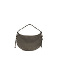 Brown calf leather Coccinelle Bos Taurus shoulder bag with sleek design and silver hardware, featuring a spacious interior.