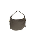 Brown calf leather Coccinelle Bos Taurus shoulder bag with sleek design and silver hardware, featuring a spacious interior.