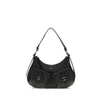 Coccinelle black calf leather Bos Taurus shoulder bag with sleek design and silver hardware, showcasing a stylish everyday accessory.