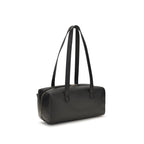 Black calf leather Coccinelle Bos Taurus shoulder bag with sleek design and silver hardware.
