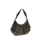 Brown calf leather Coccinelle Bos Taurus shoulder bag with sleek design and gold-tone hardware.