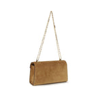 Savette brown calf leather Bos Taurus clutch bag with sleek design and compact size, featuring a smooth texture and subtle stitching.