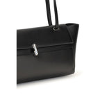 Savette black calf leather Bos Taurus shoulder bag with sleek design and silver hardware, featuring a spacious interior and adjustable strap.