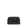 Black Moschino goatskin clutch bag with sleek design and silver hardware, perfect for evening accessories.
