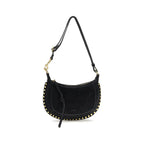 Isabel Marant black calf leather Bos Taurus shoulder bag with sleek design and top handle, featuring a minimalist style.