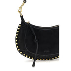 Isabel Marant black calf leather Bos Taurus shoulder bag with silver hardware and sleek design, featuring a structured shape and shoulder strap.