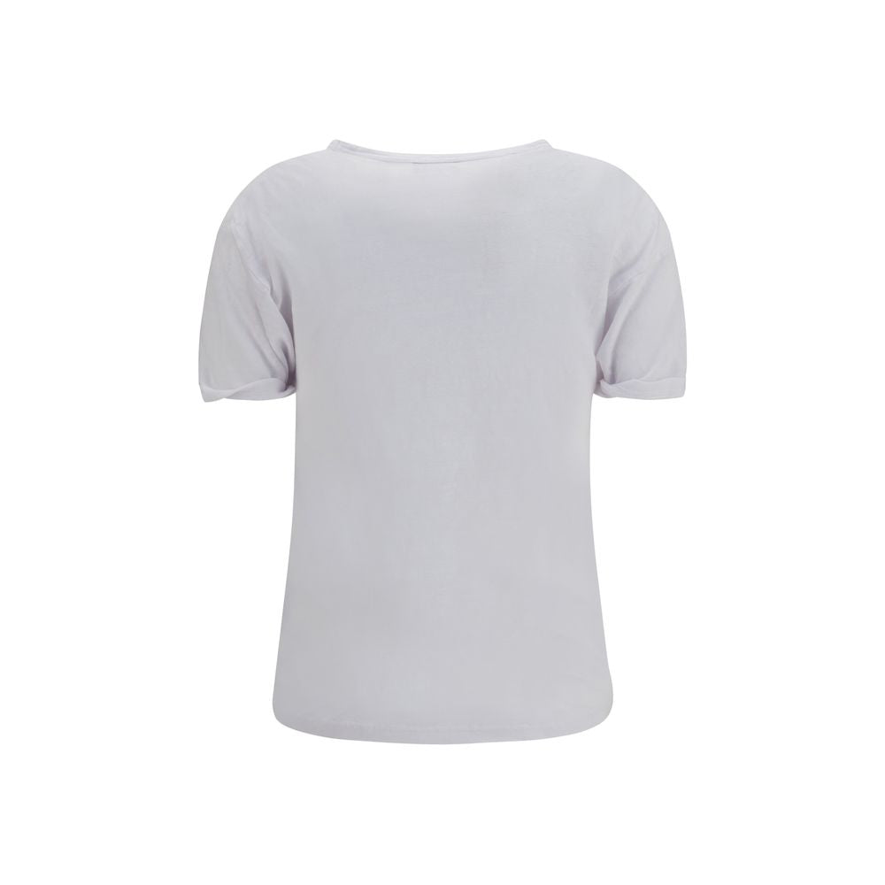 White linen T-shirt by Isabel Marant Étoile, featuring a relaxed fit and simple design, shown on a model.