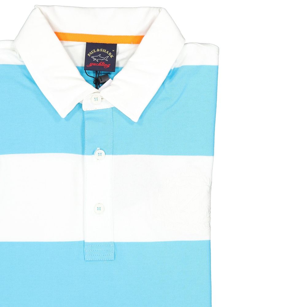 White cotton polo shirt by Paul & Shark, featuring a classic collar and short sleeves, displayed on a plain background.