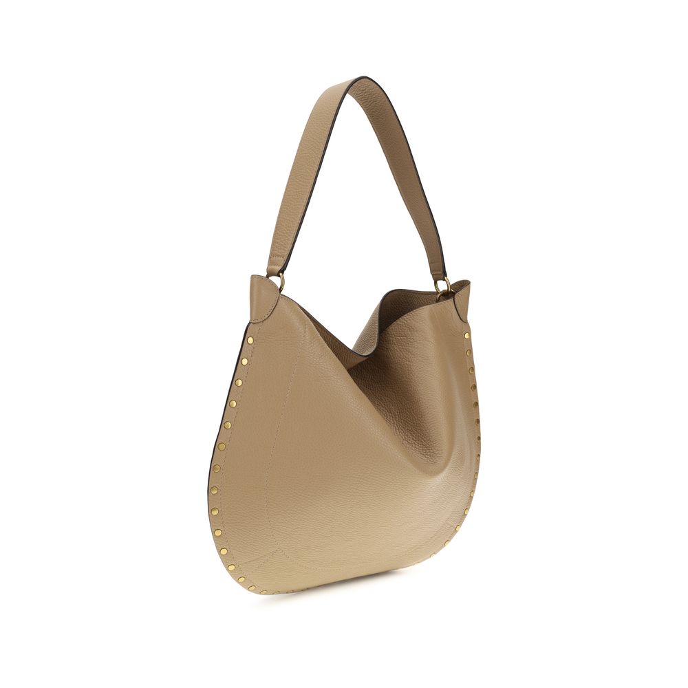 Isabel Marant beige calf leather Bos Taurus shoulder bag with sleek design and gold-tone hardware.