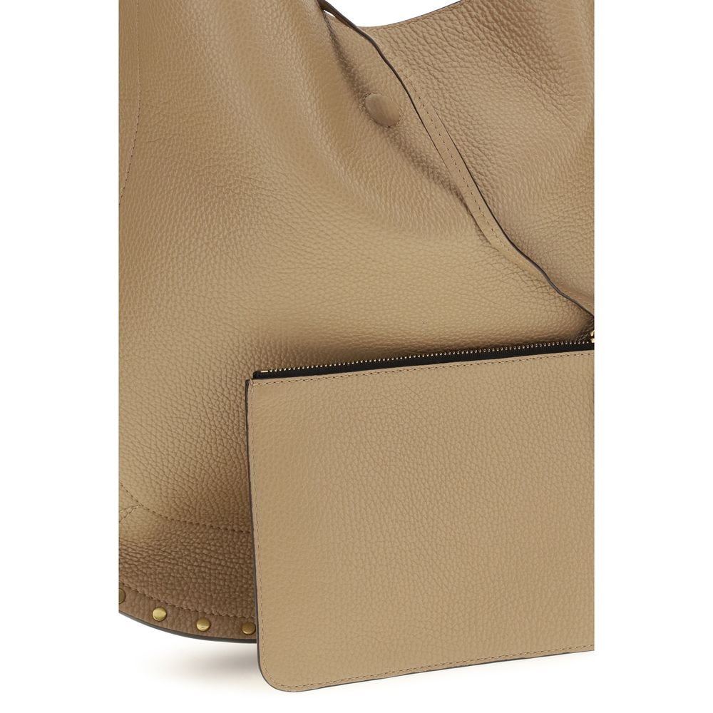 Beige calf leather Isabel Marant Bos Taurus shoulder bag with gold-tone hardware and sleek design.