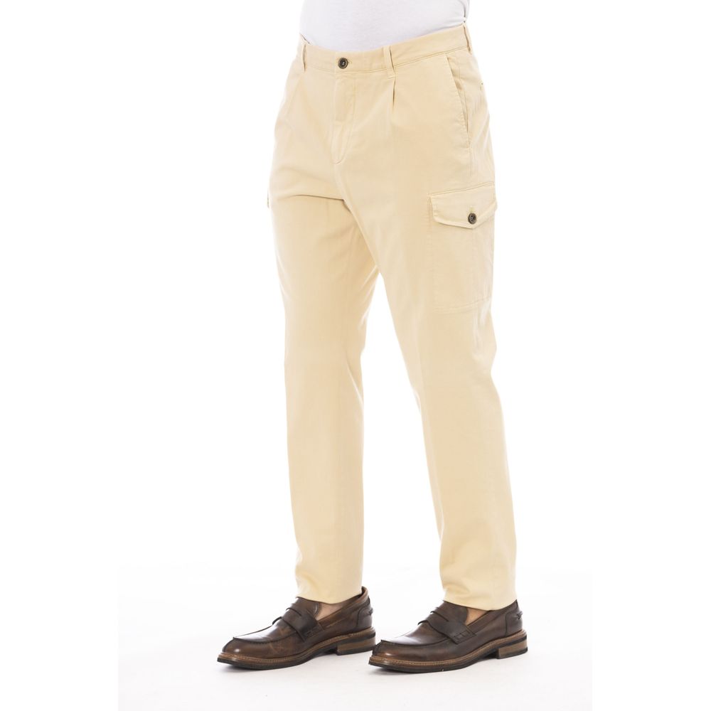 Beige cotton men's pants by Peserico, featuring a tailored fit and classic design, displayed on a neutral background.