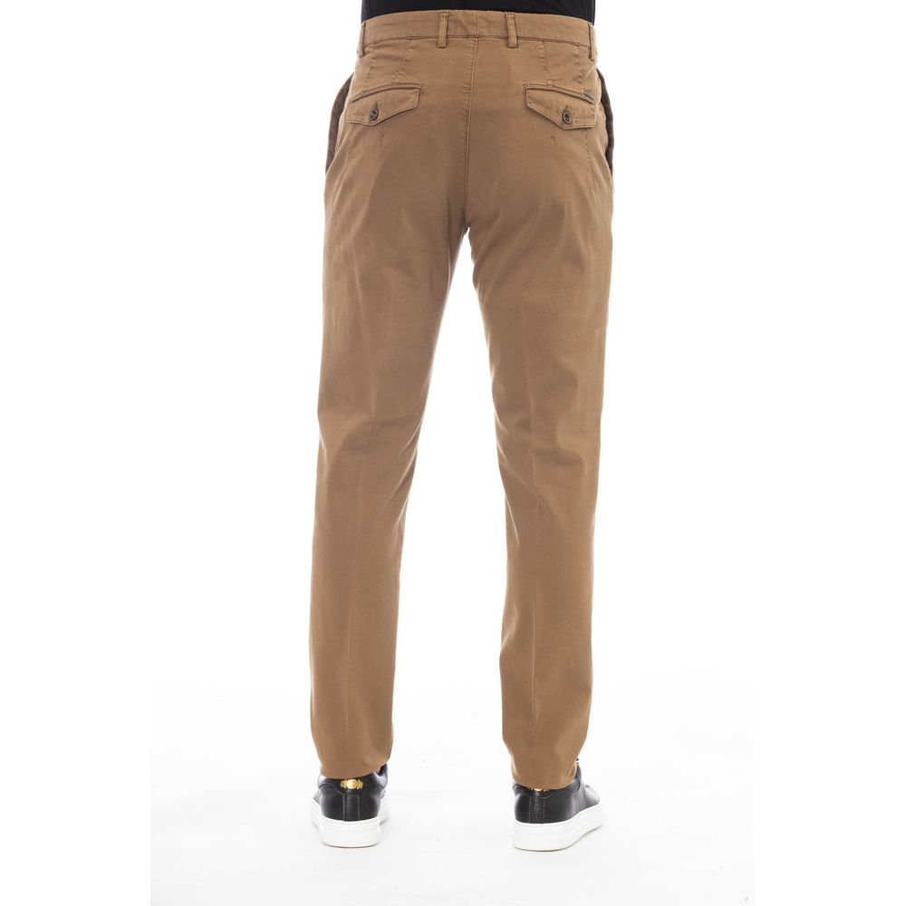 Beige Cotton Men's Pants by Peserico, featuring a tailored fit and classic design, displayed on a neutral background.
