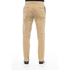 Beige Peserico cotton men's pants displayed flat, showing the relaxed fit and classic design with pockets and a waistband.