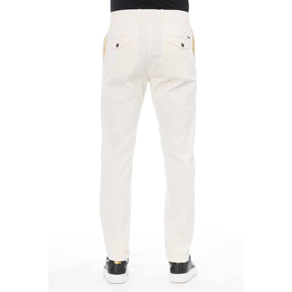 Beige cotton men's pants by Peserico, featuring a tailored fit and classic design, displayed on a neutral background.
