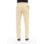 Beige cotton men's pants by Peserico featuring a tailored fit and classic design, displayed on a neutral background.