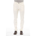 Beige cotton men's pants by Peserico, featuring a tailored fit and classic style, shown on a model.