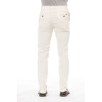 Beige cotton men's pants by Peserico, tailored fit with front and back pockets, stylish and comfortable for casual wear.