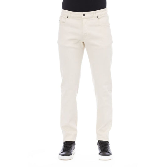 Peserico Bianco Cotton Men Pant Peserico