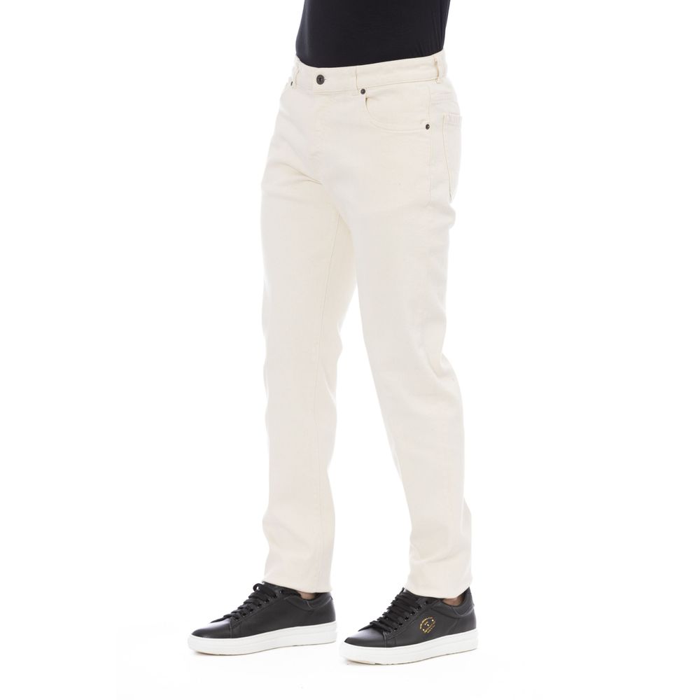 Men's Peserico Bianco cotton pants, lightweight and comfortable, featuring a classic fit and tailored design.