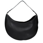 Black leather Jacquemus shoulder bag with minimalist design and adjustable strap, stylish accessory for daily or evening wear.