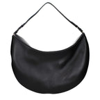 Black leather shoulder bag by Jacquemus, featuring a sleek design with a flap closure and minimalistic style.