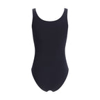 Black Wolford polyamide bodysuit with long sleeves and scoop neckline, form-fitting and smooth fabric for a sleek silhouette.