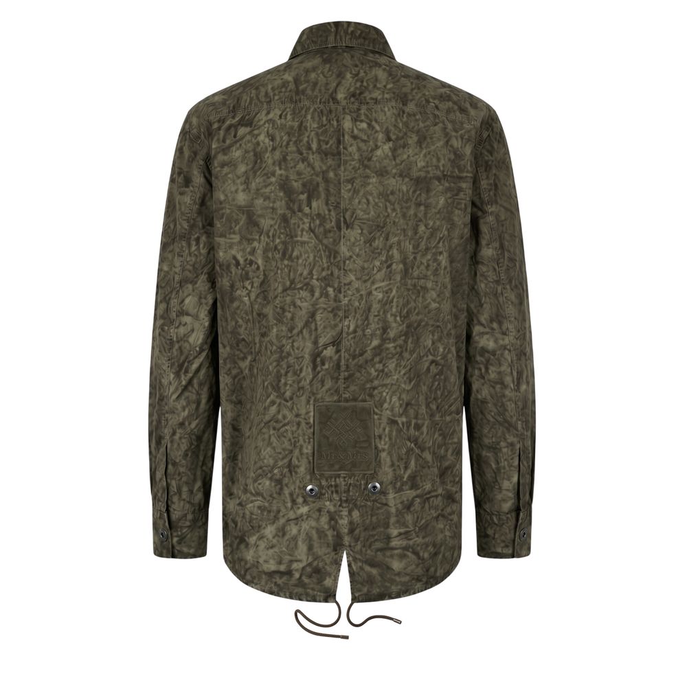 Green viscose men's shirt by Mr&Mrs Italy, featuring a classic collar and button-down front, stylish and comfortable for everyday wear.