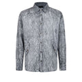 Grey viscose men's shirt from Mr&Mrs Italy featuring a classic fit and button-down collar, displayed on a hanger.