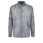 Grey viscose men's shirt from Mr&Mrs Italy featuring a classic fit and button-down collar, displayed on a hanger.