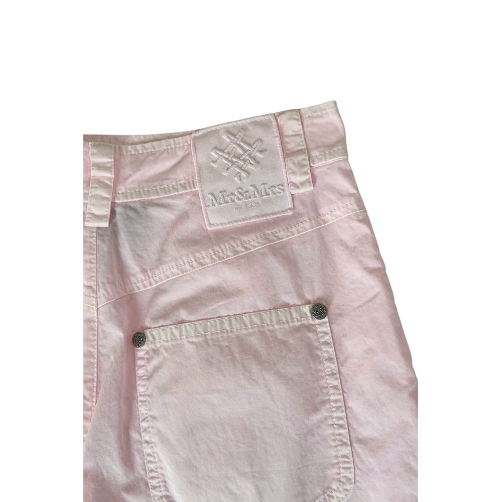 Pink cotton women's shorts by Mr&Mrs Italy, featuring a comfortable fit and casual style, shown on a model.