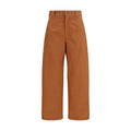 Chloé orange cotton casual pants with a relaxed fit, featuring a comfortable waistband and stylish design.
