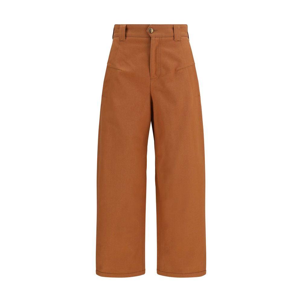 Chloé orange cotton casual pants with a relaxed fit, featuring a comfortable waistband and stylish design.