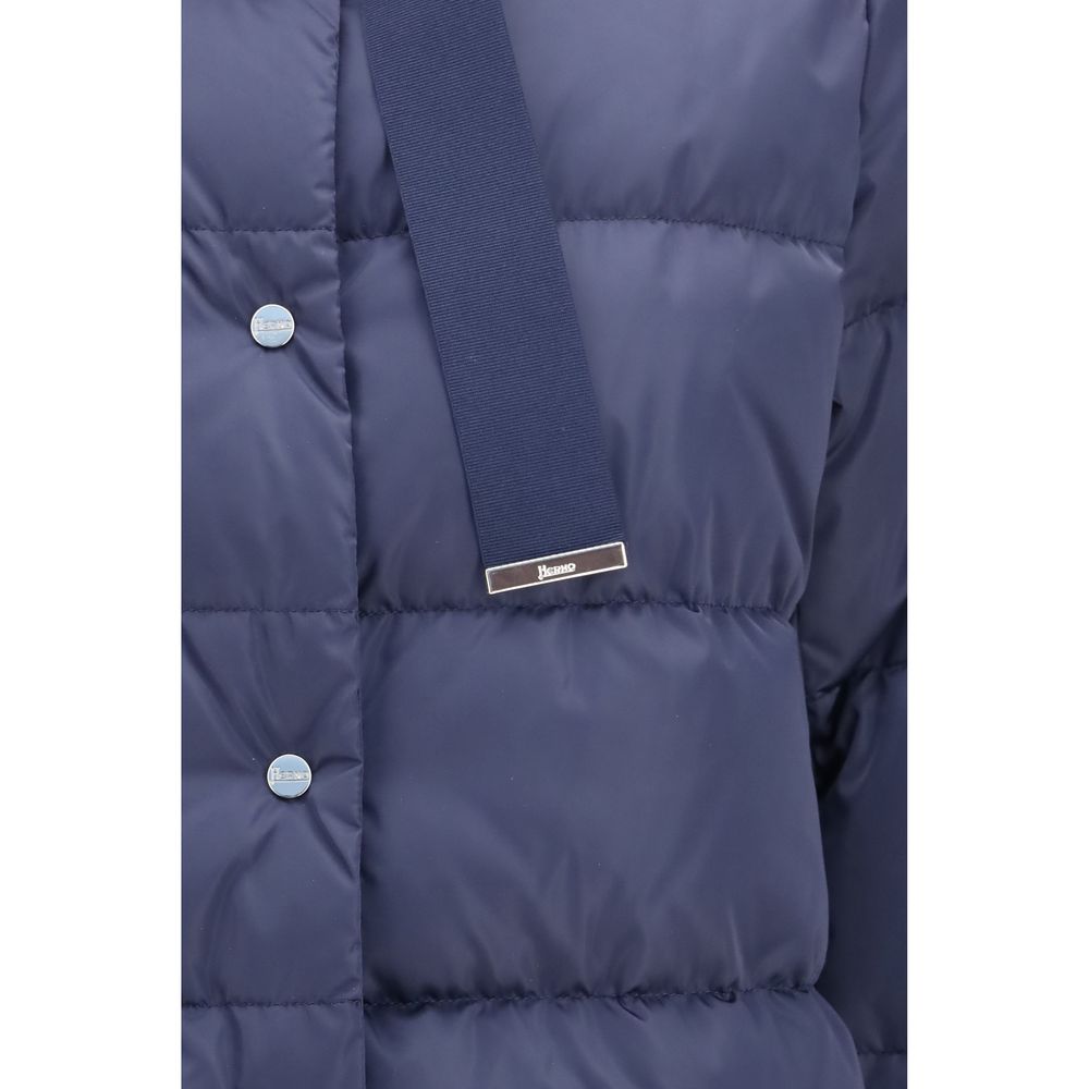 Herno Blue Polyester Full-Length Jacket Herno