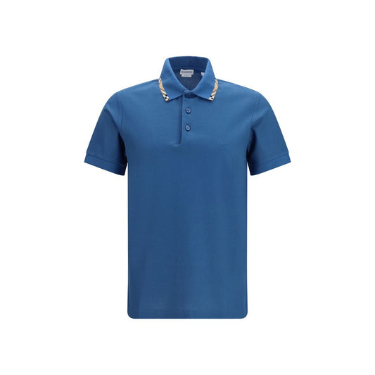 Burberry Blue Cotton Polo Shirt Burberry