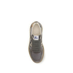 Burberry gray calf leather Bos Taurus low top sneakers with white soles and sleek design.