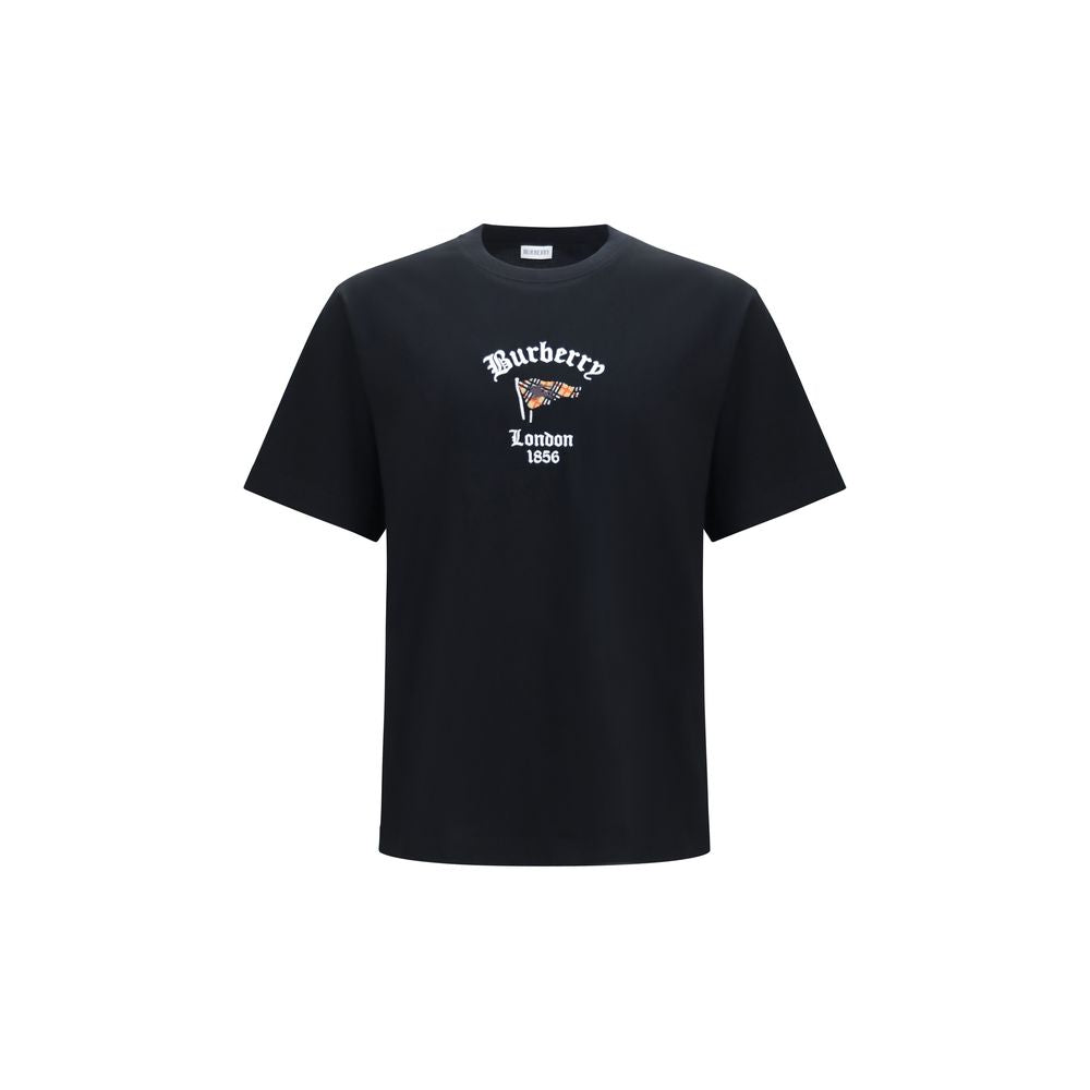 Black cotton T-shirt by Burberry with classic branding and a comfortable fit, displayed on a plain background.