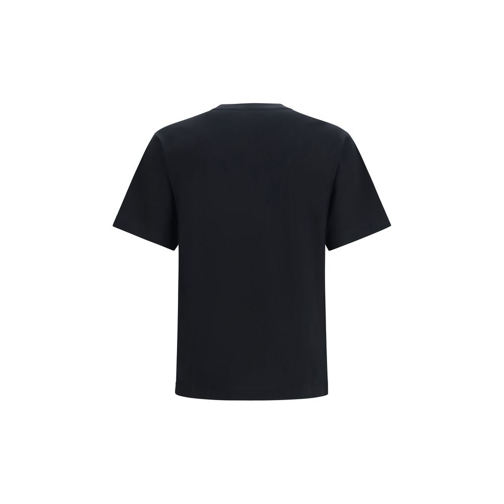 Black cotton T-shirt by Burberry with subtle logo detail, casual fit, and classic crew neckline.
