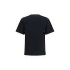 Black cotton T-shirt by Burberry with subtle logo detail, casual fit, and classic crew neckline.