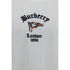White cotton T-shirt by Burberry with classic branding, displayed flat on a neutral background.