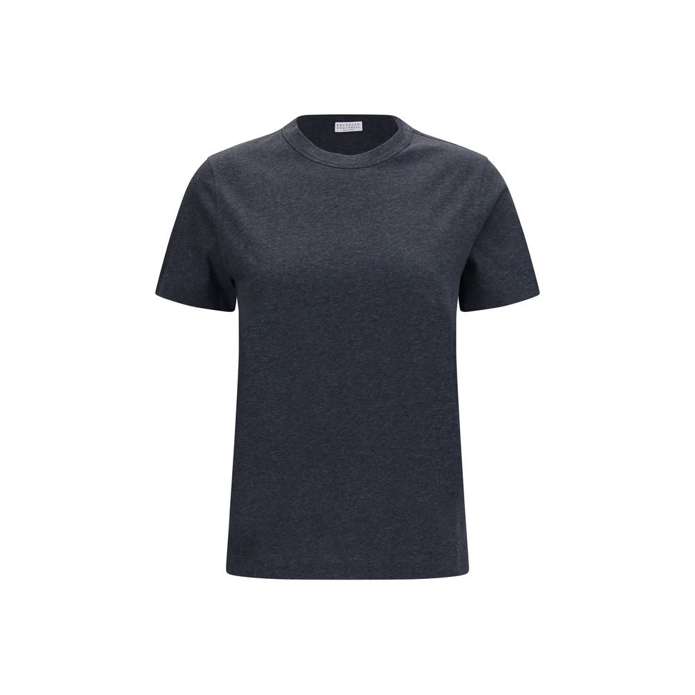 Gray cotton T-shirt from Brunello Cucinelli featuring a classic fit and subtle branding.