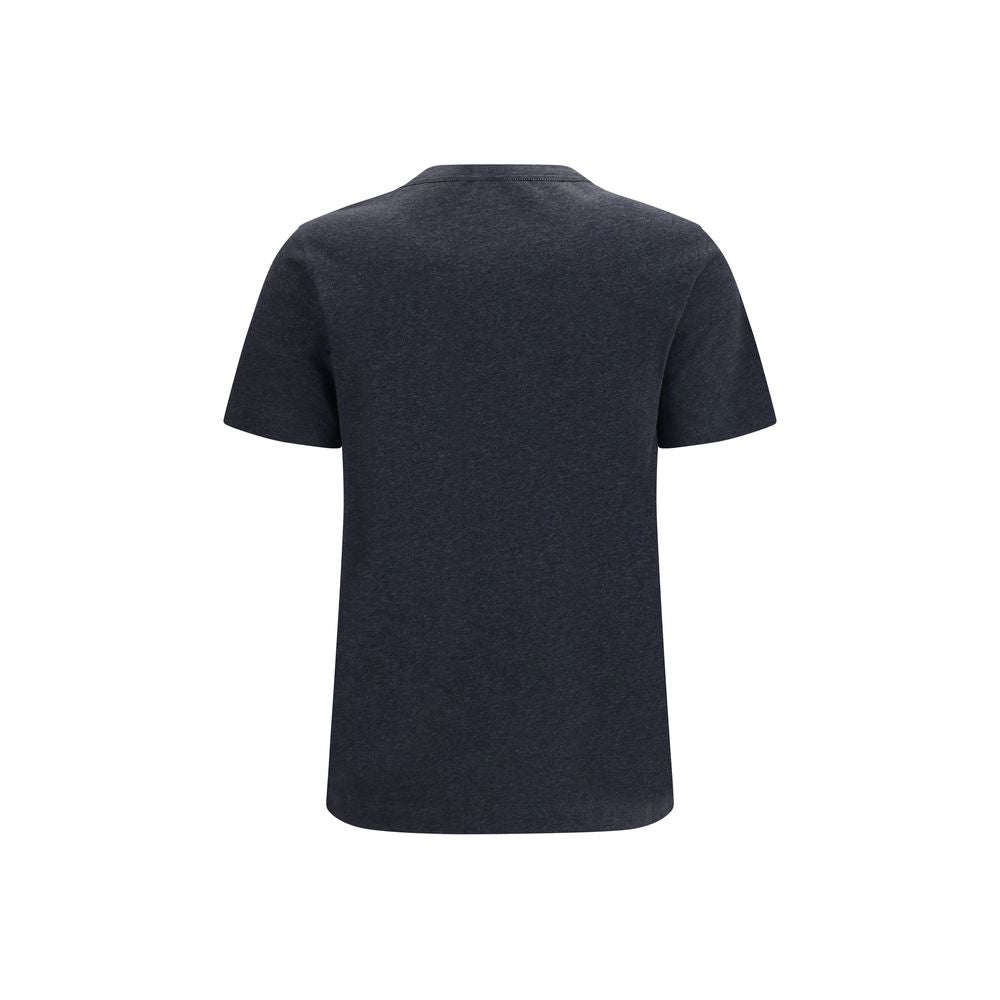 Gray Brunello Cucinelli cotton T-shirt with round neckline and short sleeves, laid flat on a white background.