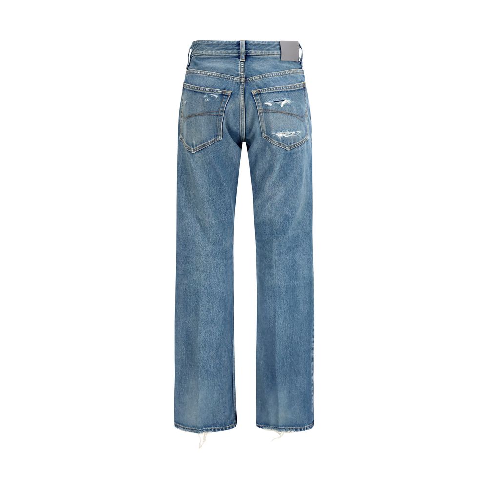 Balenciaga blue cotton straight-leg jeans with classic fit and clean design, displayed on a neutral background.