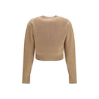 Chloé beige wool Oves Aries sweatshirt displayed flat, showing its soft fabric and relaxed fit with subtle branding details.