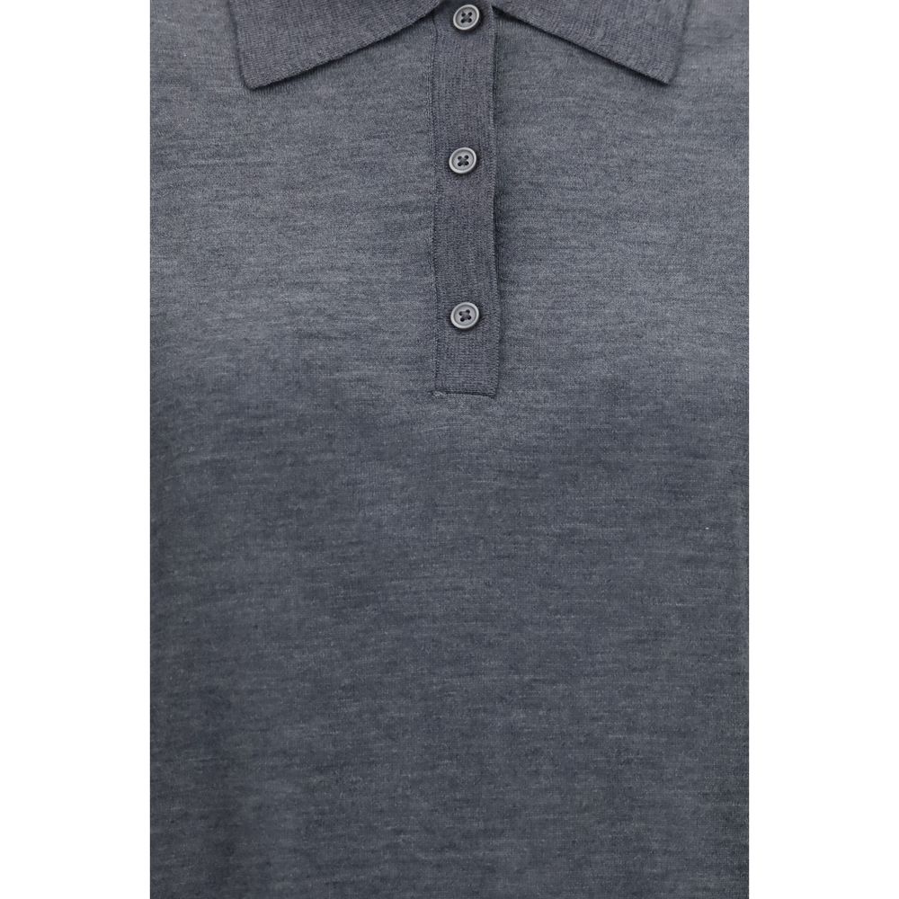 Gray cashmere shirt from Loulou De Saison, featuring a soft knit fabric and classic design.