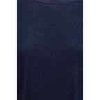 Loulou De Saison blue cashmere T-shirt displayed flat, showcasing soft fabric and classic crew neckline.