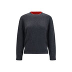 Gray cashmere sweater by Loulou De Saison, featuring a cozy fit and classic design, visible on a mannequin.