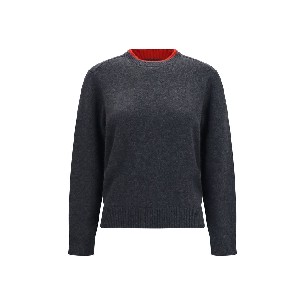 Gray cashmere sweater by Loulou De Saison, featuring a cozy fit and classic design, visible on a mannequin.